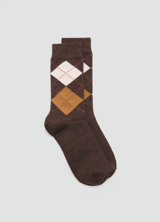brown mango Argyle socks