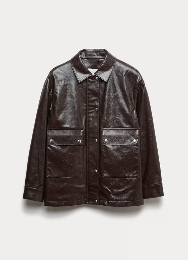 M&S Lacquered Faux Leather Longline Jacket