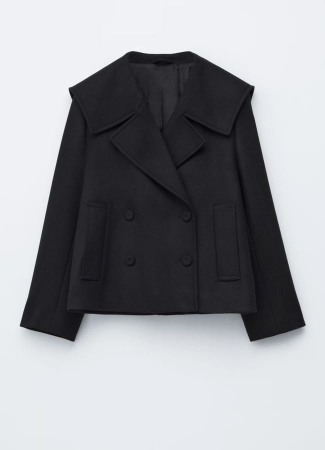 navy Double-Breasted Wool Jacket