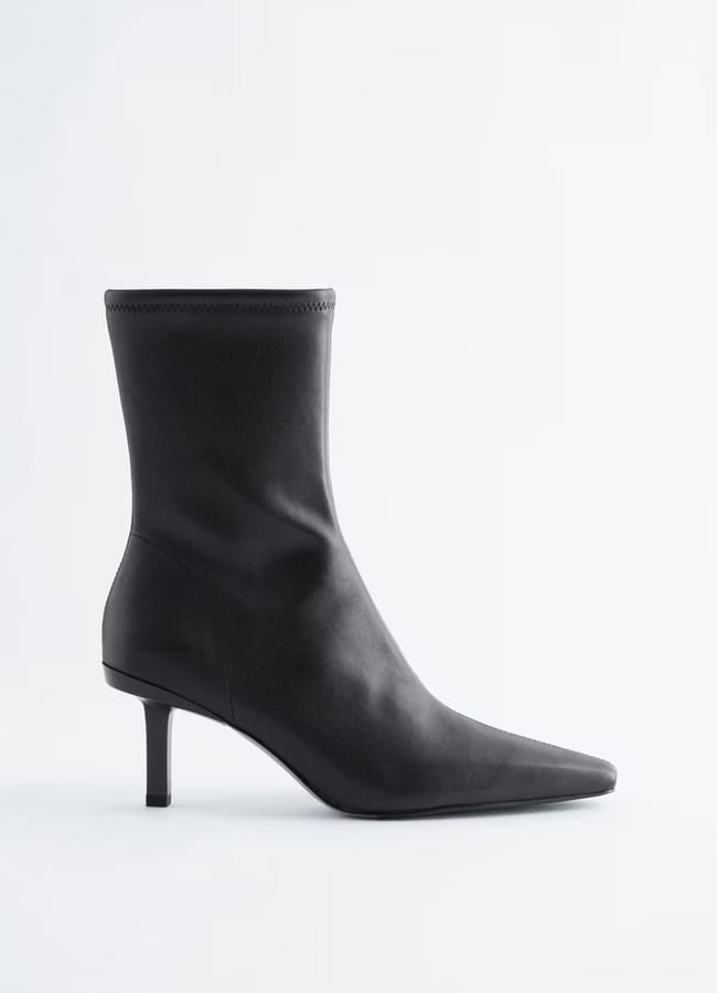 & Other Stories Stretch-Leather Ankle Boots in black