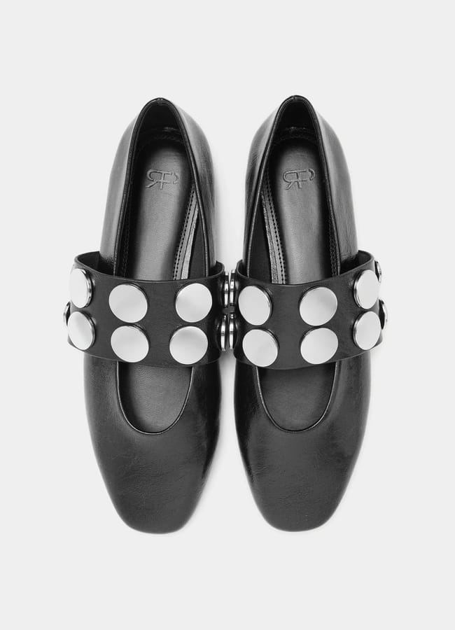 Parfois Ballet flats with strap and studs in black
