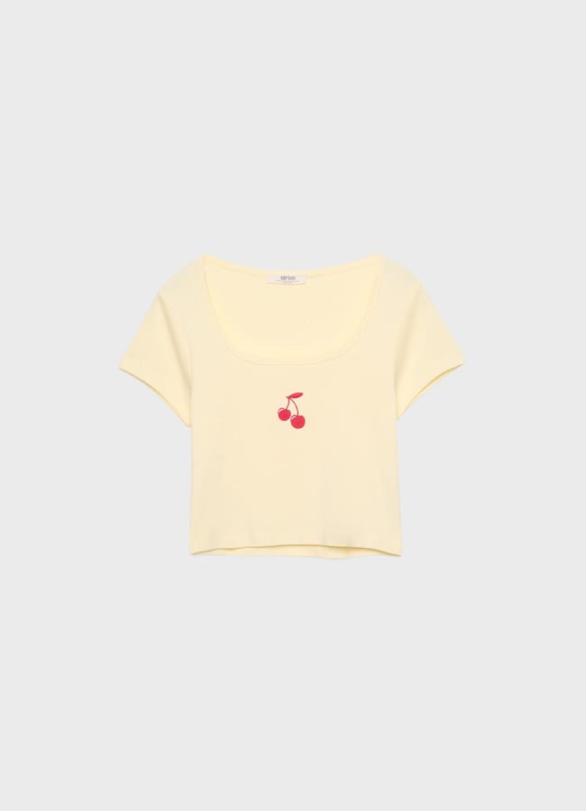 Printed cropped T-shirt