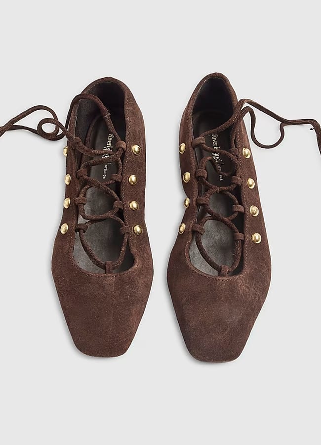 RI Brown Suede Square Toe Strappy Shoes