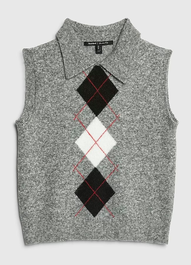 RI Grey Argyle Knit Tank Top