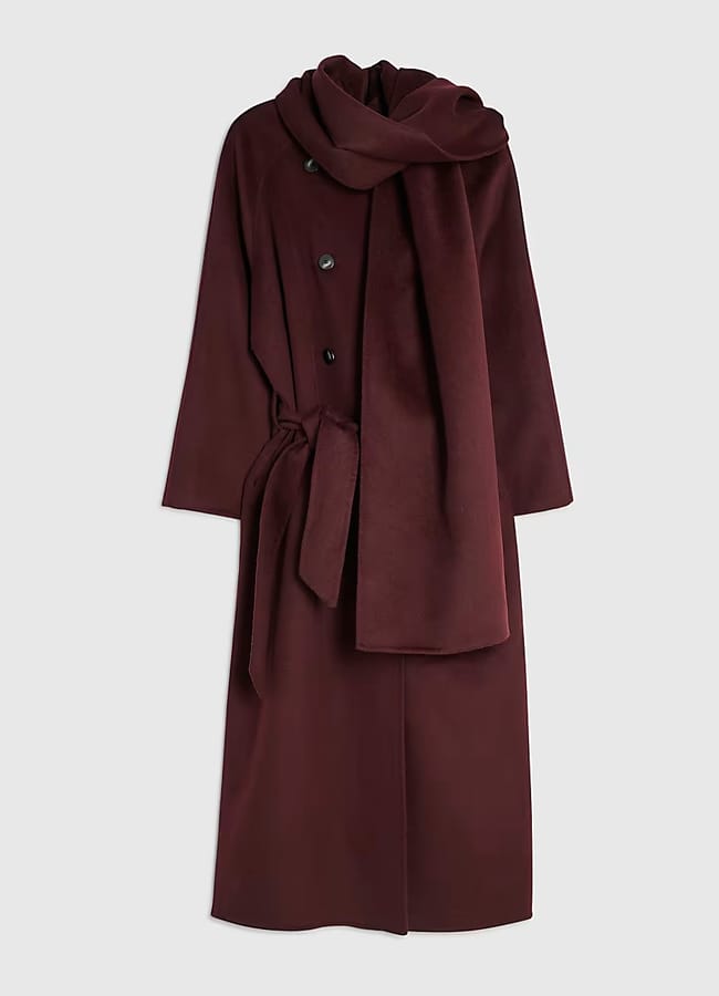 RI Red Handmade Wool Blend Scarf Coat