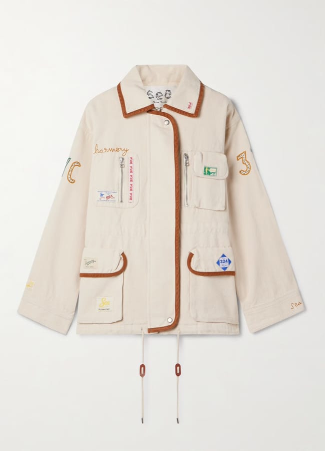 SEA Carolyn appliquéd embroidered cotton-canvas jacket