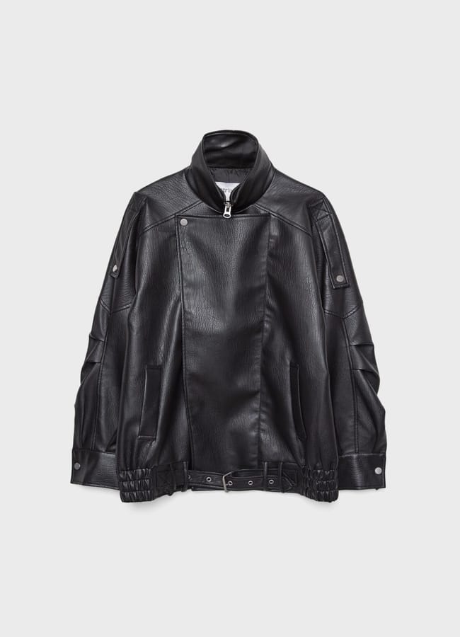 Stradivarius Oversize leather effect jacket with collar