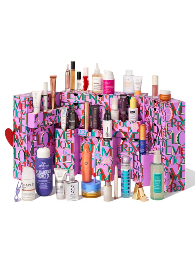 2025 spacenk beauty advent calendar open with products all visible