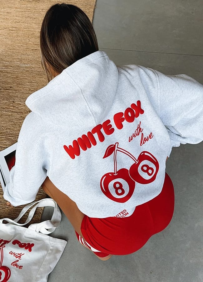 back print cherry print hoodie