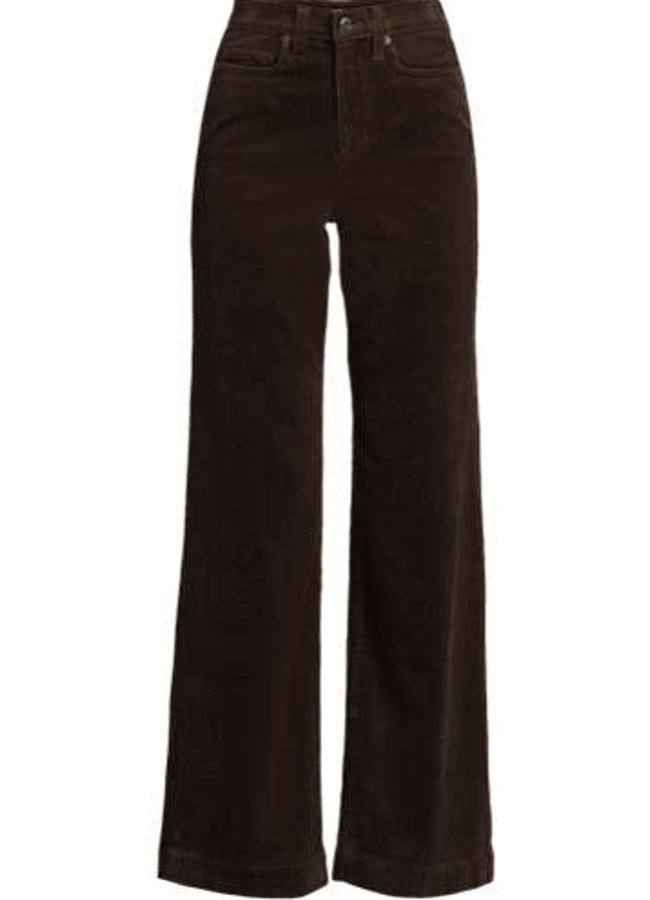 brown Women's Wide Leg Cord Jeans, High Waisted