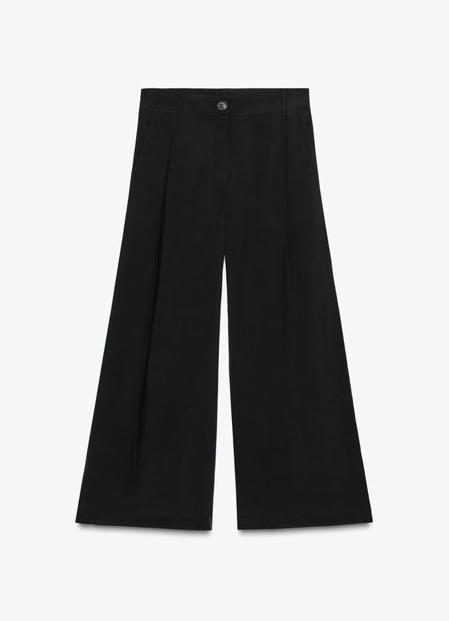 black zara ZW COLLECTION CROPPED DARTED TROUSERS