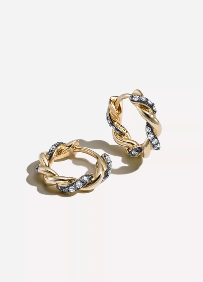 14ct Gold Antique Finish Twisted Rope Hoop Earrings