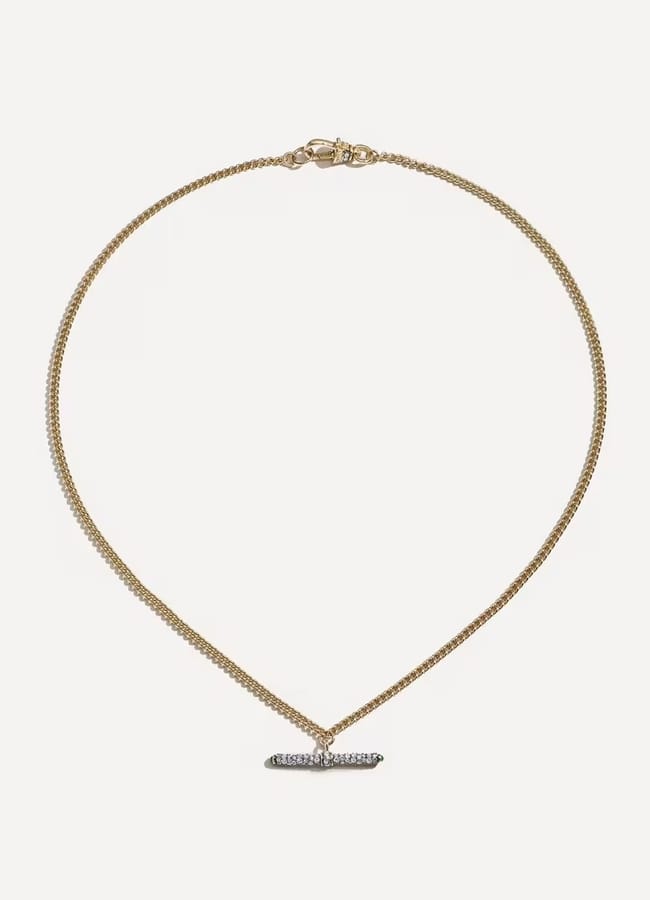 14ct Gold Baby Diamond T-Bar Pendant Necklace copy