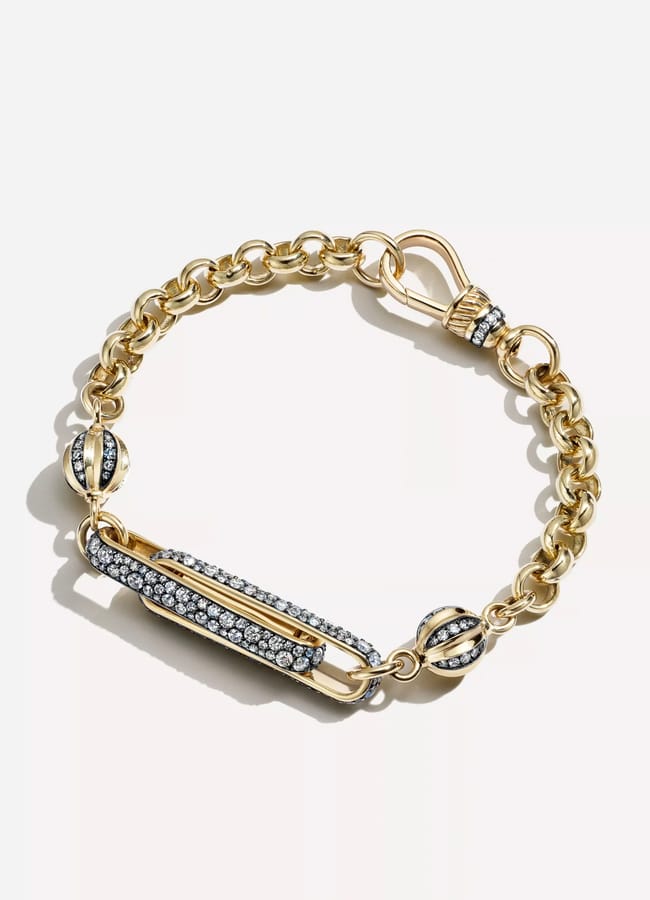 14ct Gold Diamond Stirrup Chain Bracelet