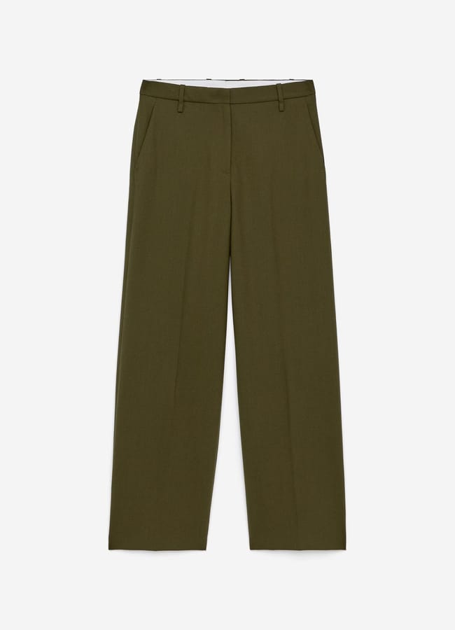 khaki Arket Hopsack Wool Trousers