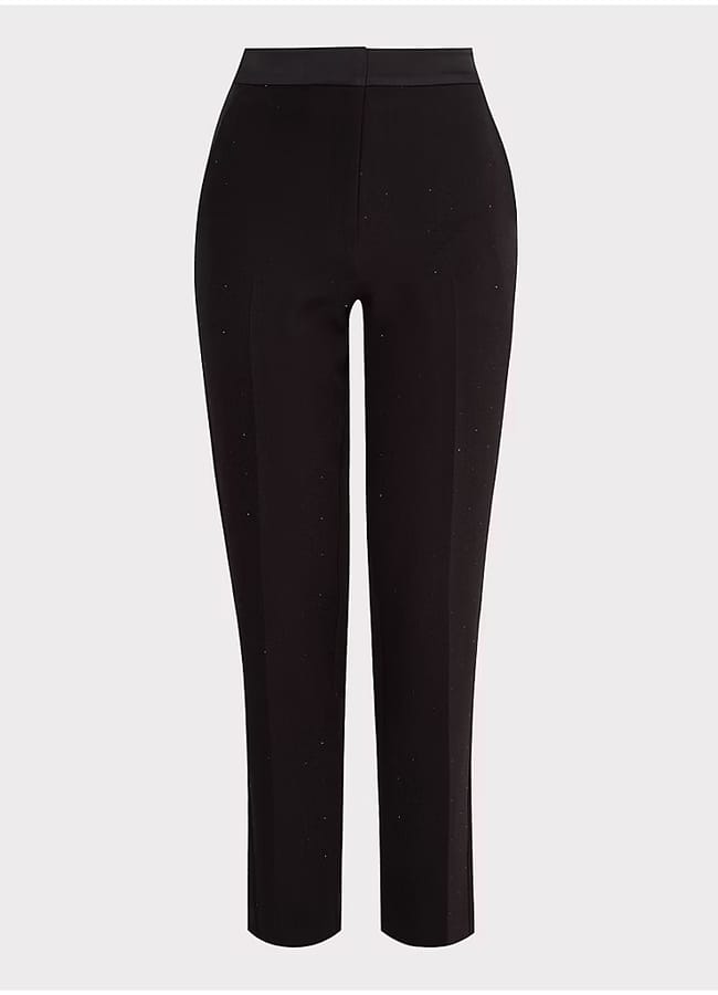 Black Rhinestone Embellished Straight Leg Trousers