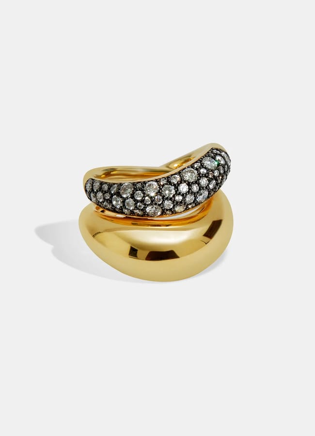 Double Seeds ring black rhodium