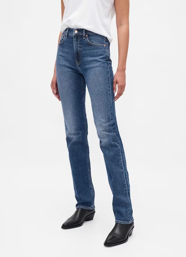 gap Blue High Waisted 90s Straight Jeans
