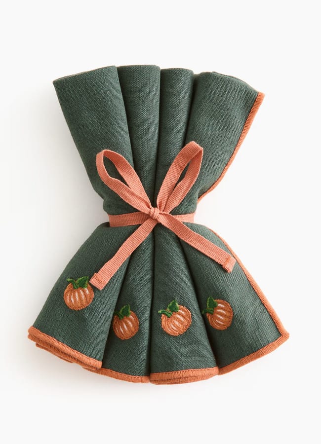 embroidered pumpkin napkins