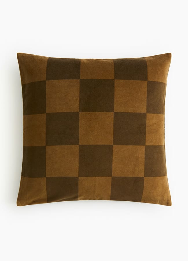 H&M Checked velvet cushion cover