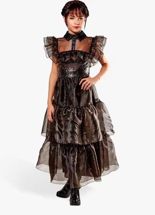 jl Kids' Wednesday Addams Raven Costume Dress, Black