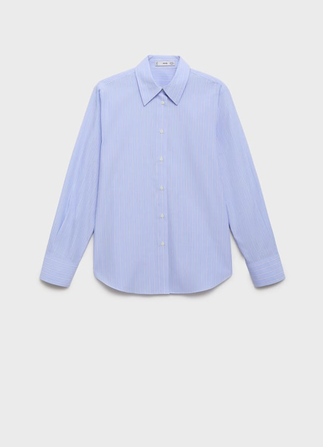 mango Cotton and lyocell blend straight shirt in blue