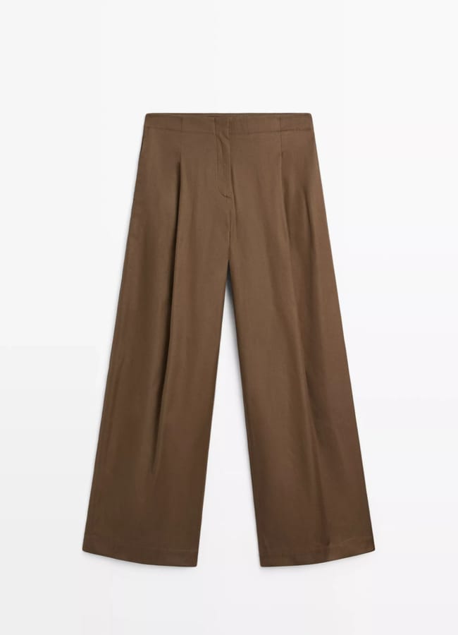 md High-waist wide-leg trousers in brown