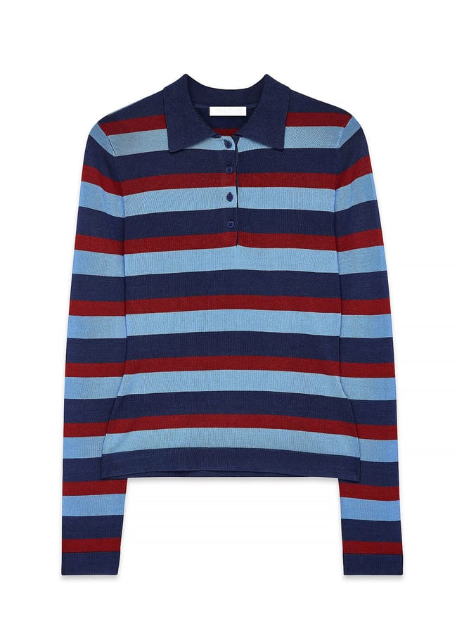 knitted stripe blue and red top