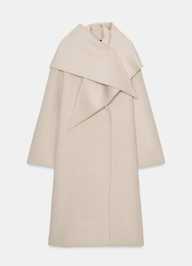 OVERSIZED WOOL BLEND COAT WITH SCARF ZW COLLECTION