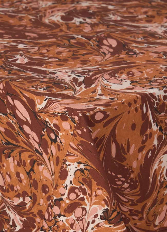 marble print brown tablecloth