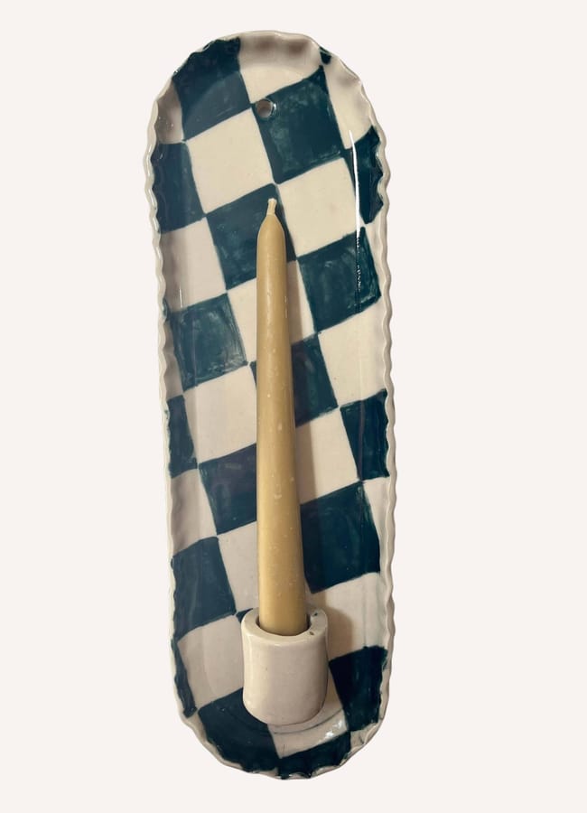 Poesy Ceramics Navy checkerboard sconce £60.00