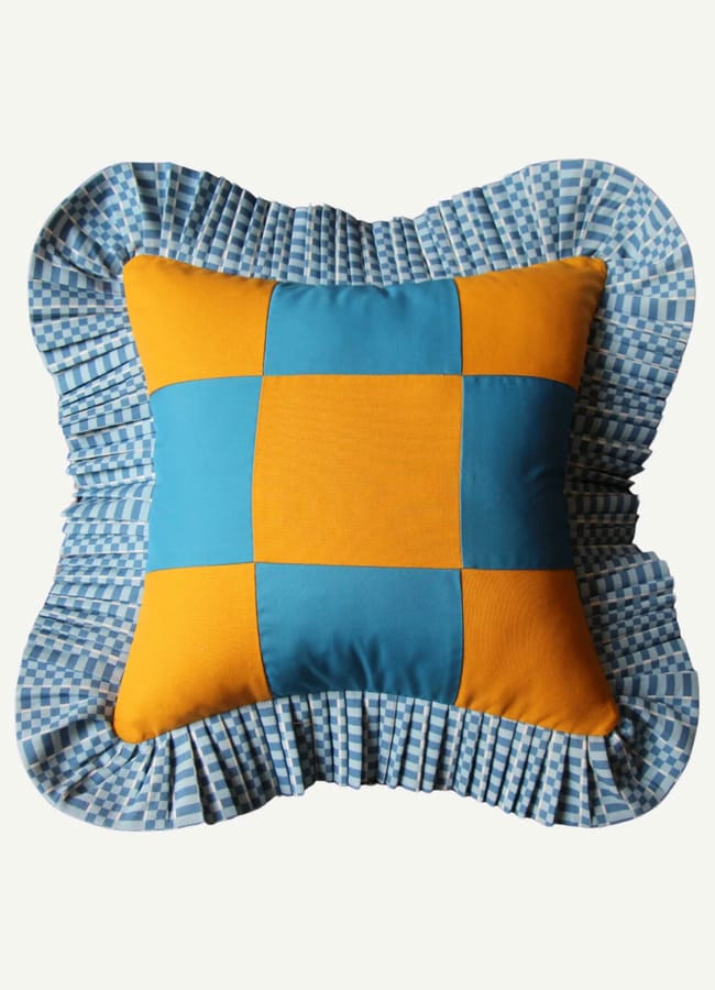 Silo Studio x In Casa by Paboy, Checkerboard Cushion, Green & Brown