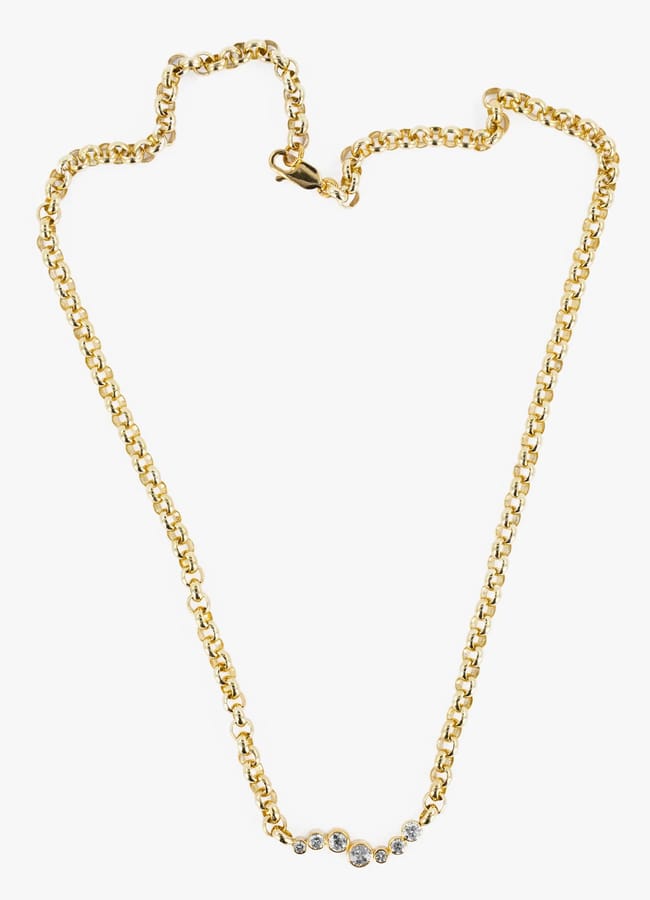 Wave diamond belcher chain pendant
