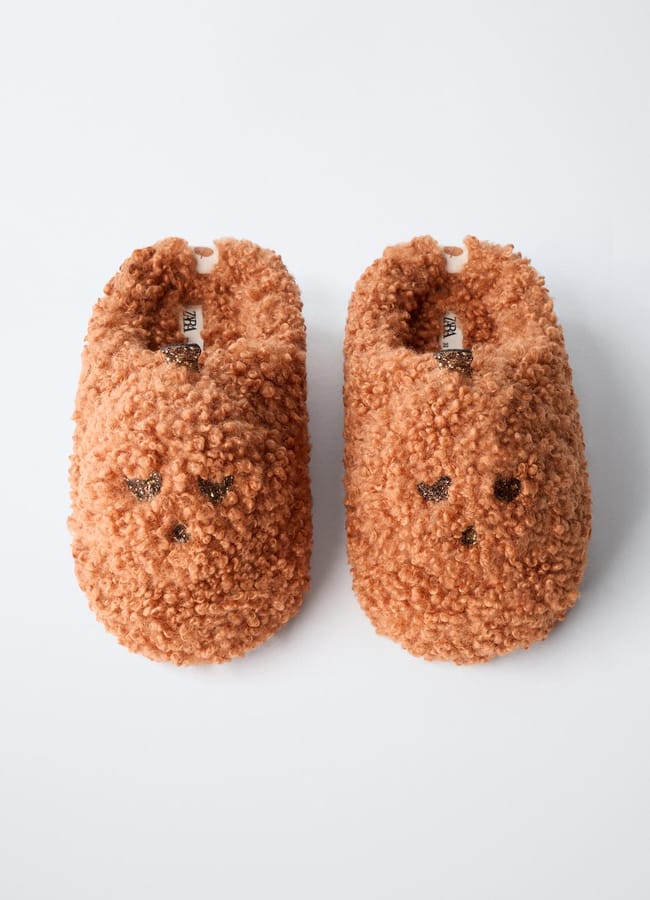 zara FAUX SHEARLING PUMPKIN SLIPPERS