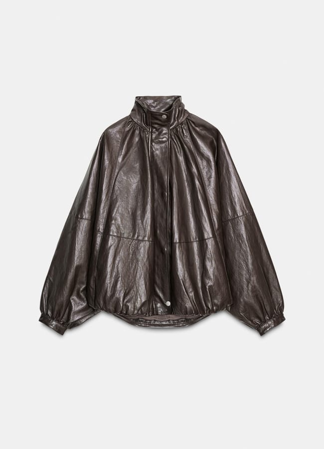 ZW COLLECTION LEATHER EFFECT BOMBER JACKET
