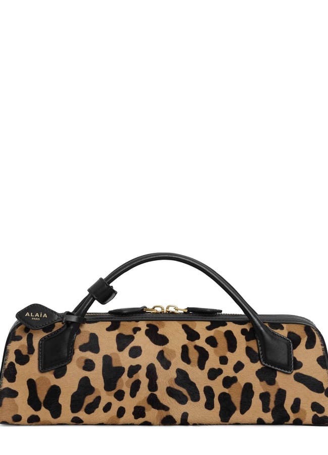 Alaïa Brown Leather Leopard Print Le Teckel Clutch Bag