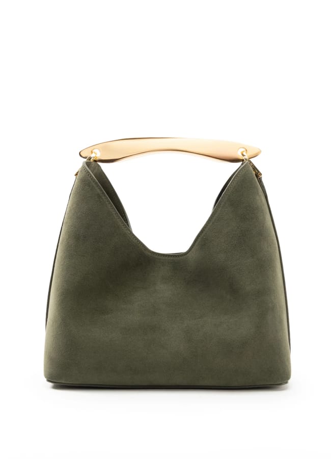 green suede bag