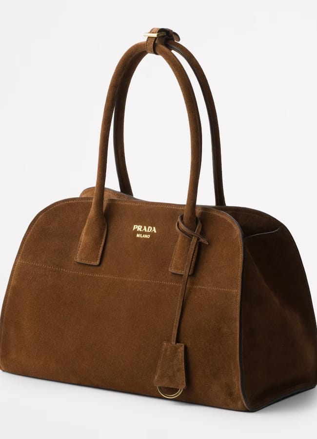prada Brown Medium Suede Tote Bag