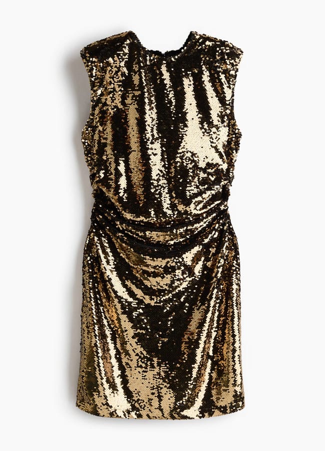 gold sequin mini dress