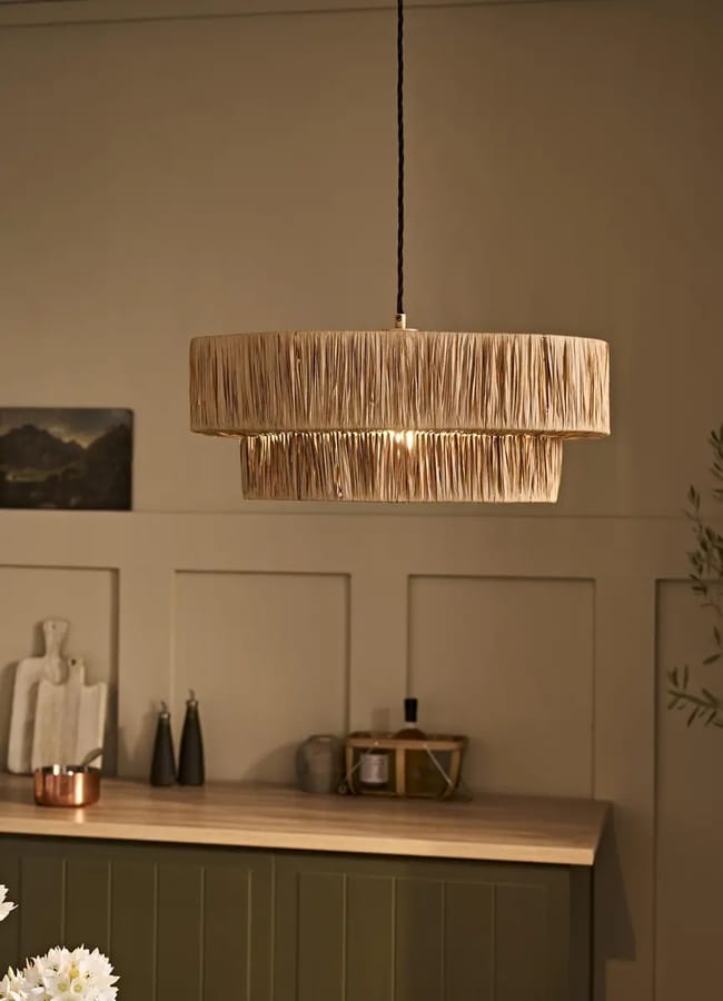 INdustville Natural Raffia Layered Pendant Light - Natural