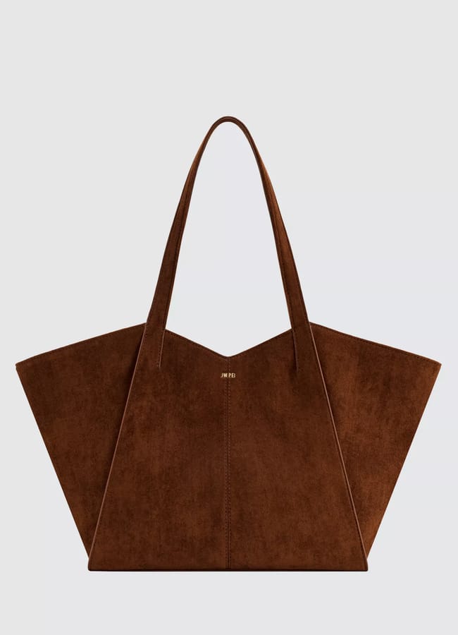 brown suede tote bag