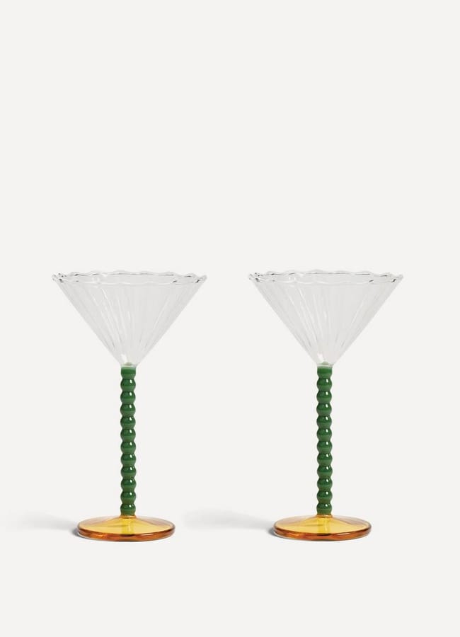 &Klevering Perle Green Coupe Glasses Set of Two