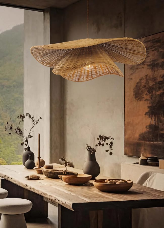 rattan pendant over table