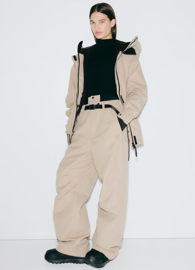 model wearing ski &M Padded baggy ski trousers with StormMove™