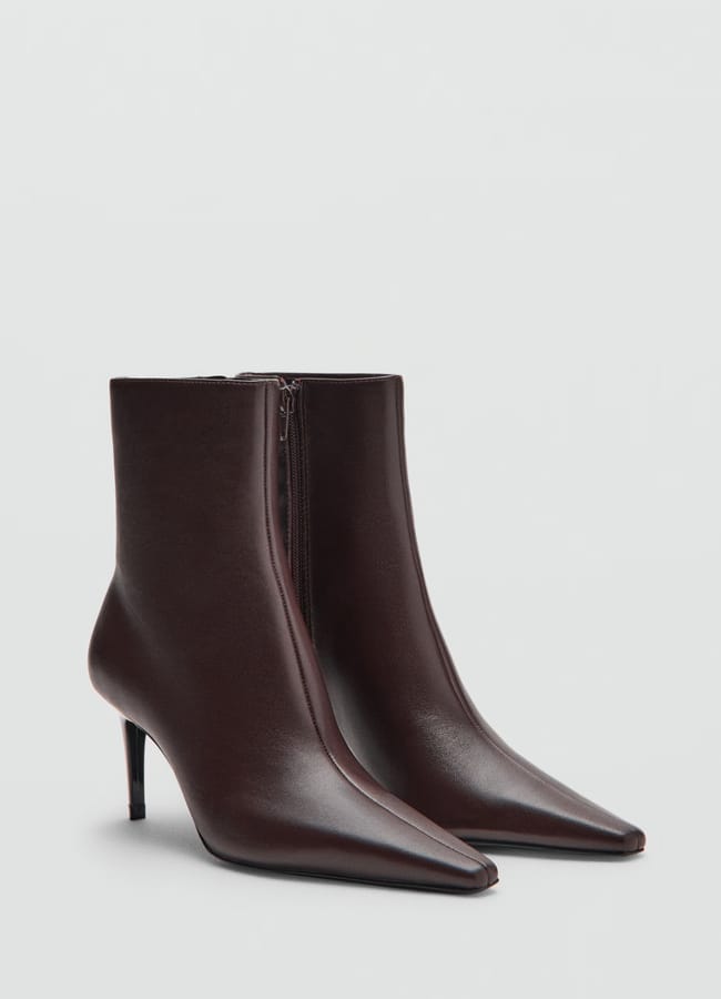 mango Leather pointed ankle boots