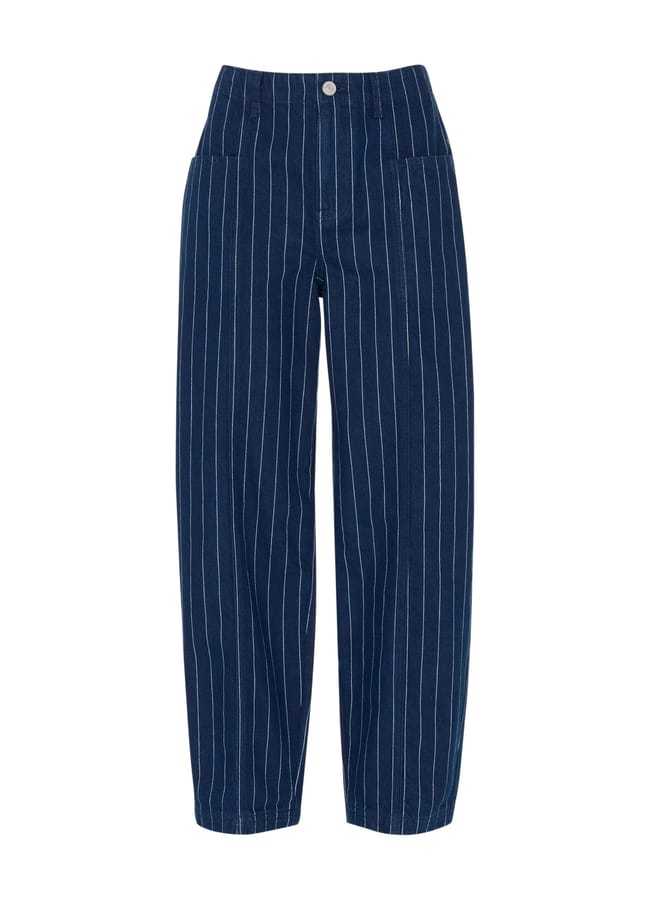 MS Pinstripe High Waisted Barrel Jeans