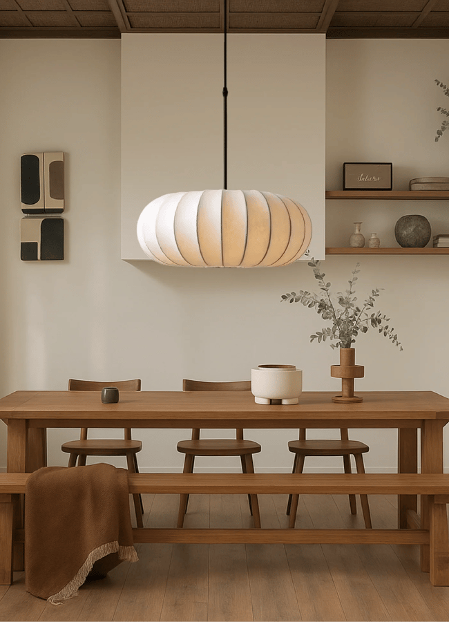 Verona Silk Pendant Light over dining table