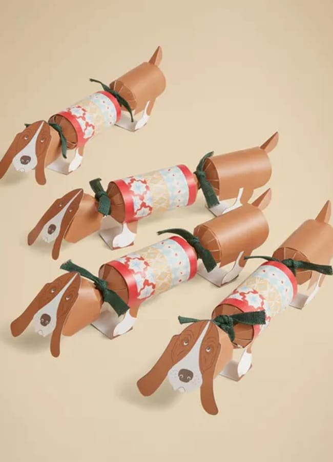 Set of 4 Humphrey the Basset Hound Christmas Crackers