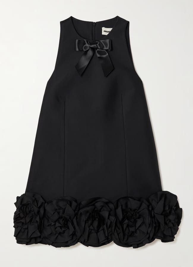 SHUSHU/TONG Appliquéd bow-embellished twill mini dress