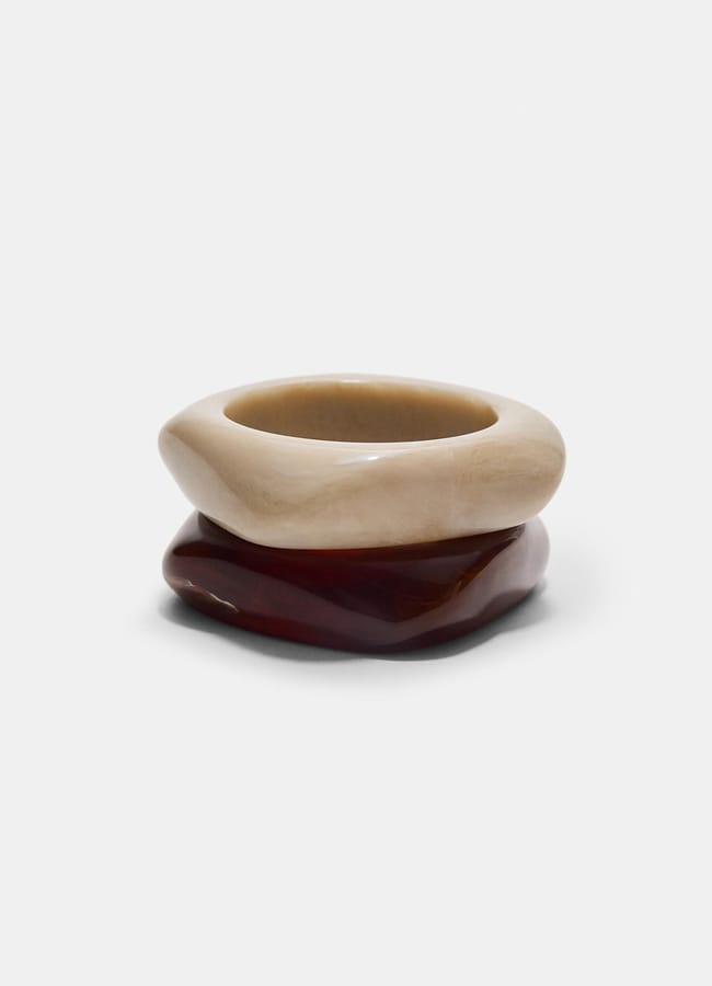Stradivarius set of 2 rigid bracelets in brown